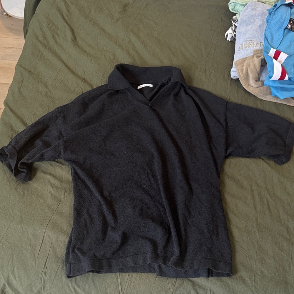 Zara Black Casual Button Down Shirt L